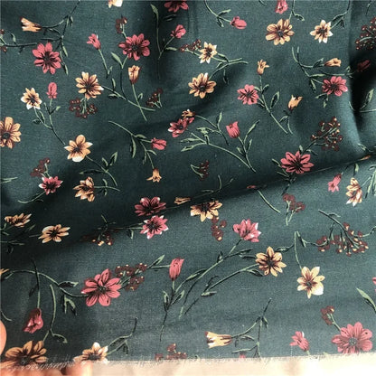145cm Wide Printed Cotton and Linen Fabric Small Floral Patterns Retro Shirt Dress DIY Clothing Sewing Fabric 90% Cotton Content