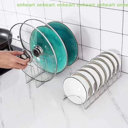 Stainless Steel Dish Draining Rack Kitchen Pot Lid Plates Storage Racks Multipurpose Shelf Bowl Drying Holder Kitchen Organizer