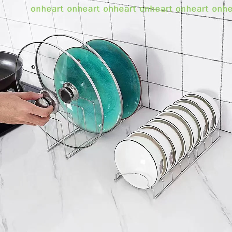 Stainless Steel Dish Draining Rack Kitchen Pot Lid Plates Storage Racks Multipurpose Shelf Bowl Drying Holder Kitchen Organizer