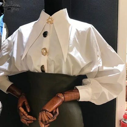 Chemise à manches longues pour femme, collection automne 2025. Blouse élégante à manches papillon, idéale pour le bureau ou une tenue décontractée et ample.