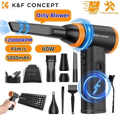K&F CONCEPT Electric Air Duster Cordless Compressed Air Blower Suction for Computer,PC,Laptop Keyboard,Car,Camera Dust Cleaner