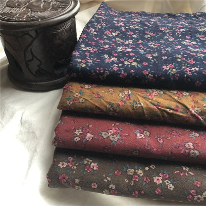 145cm Wide Printed Cotton and Linen Fabric Small Floral Patterns Retro Shirt Dress DIY Clothing Sewing Fabric 90% Cotton Content