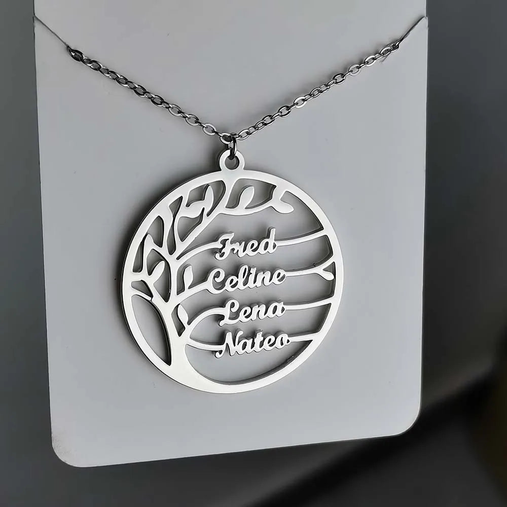 Family Necklace Name Necklace Stainless Steel Family Tree Family Tree Gold Tree of Life Necklace Mother's Day gift