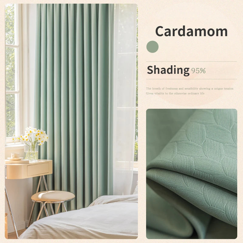 French Cream Style Bay Window Drape Bedroom Thick Full Blackout Curtain Hotel Soundproof Drapes Large Area Living Room Curtains