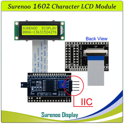 Surenoo 162 16X2 1602 Smaller Character LCD Module Display Screen LCM STN Yellow Green Blue Negative White Yellow LED Backlight