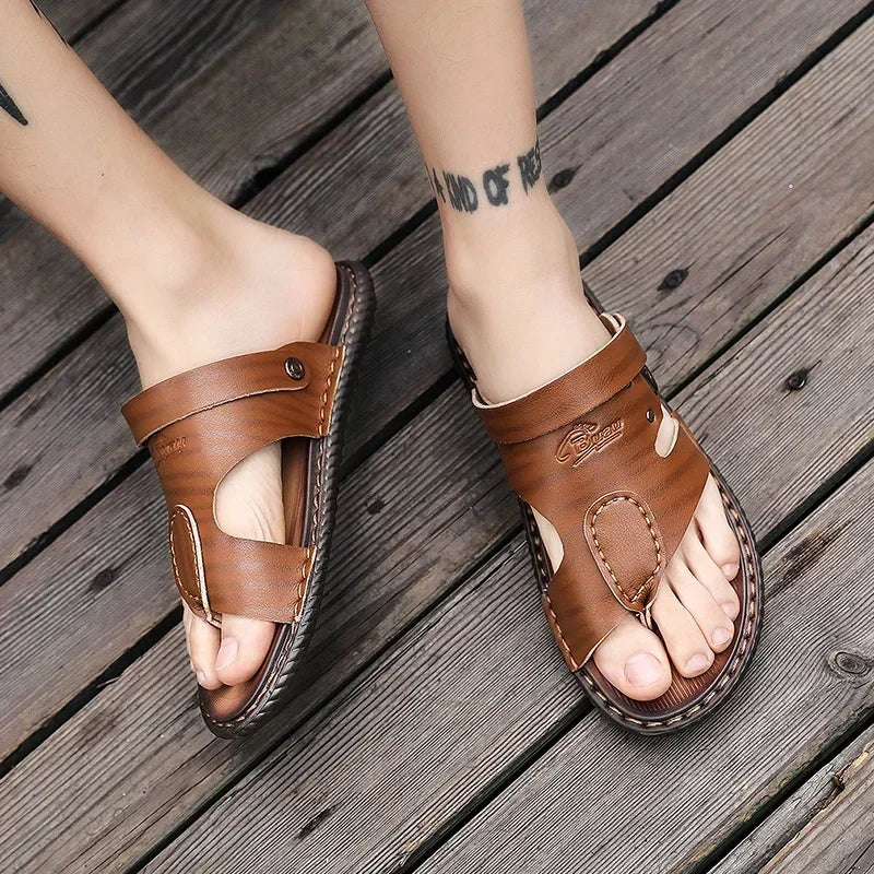 FUQIAO Summer New Style Men's Sandals Leather Soft Bottom Leisure Men Shoes Sandals Recommend Zandalias Para Hombre Verano
