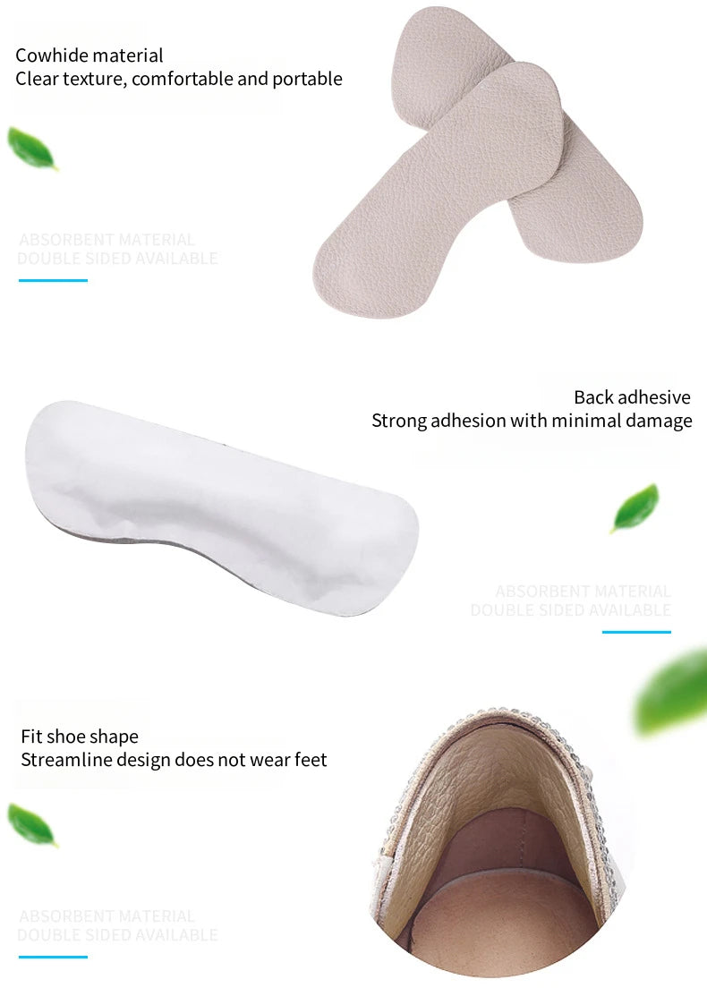 Cowhide Heel Protectors Stickers Sneakers Heels Feet Pads Genuine Leather Non Slip Shoe Pads Foot Pain Relievers Shoes Inserts