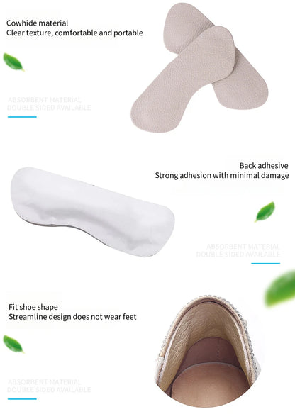 Cowhide Heel Protectors Stickers Sneakers Heels Feet Pads Genuine Leather Non Slip Shoe Pads Foot Pain Relievers Shoes Inserts