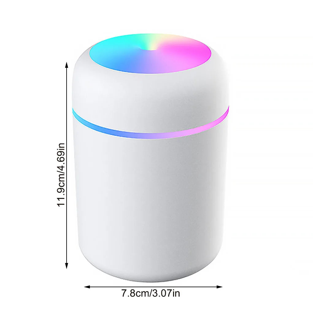 Multi-Function Car-Mounted Ultrasonic Humidifier with RGB Ambient Lighting and 300ml Aromatherapy Diffuser for Compact Spaces