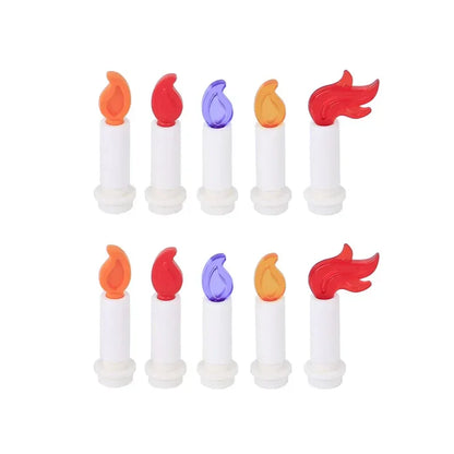 MOC Medieval Campfire Building Block Flame Wave Candle Transparent Wine Bottle Educational Toy Compatible Accessories Brick K054
