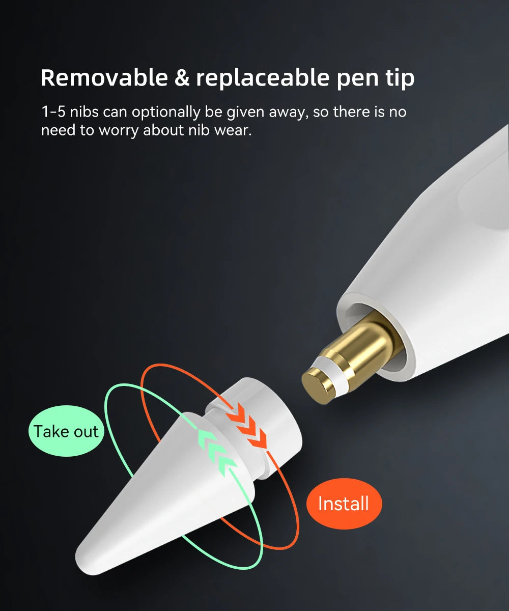 For iPad Air 6 M2 Stylus Pencil with Palm Rejection Tilt iPad Pen for 2024 iPad Pro M4 Pro 11/12.9 iPad 5/6/7/8/9/10th mini 6