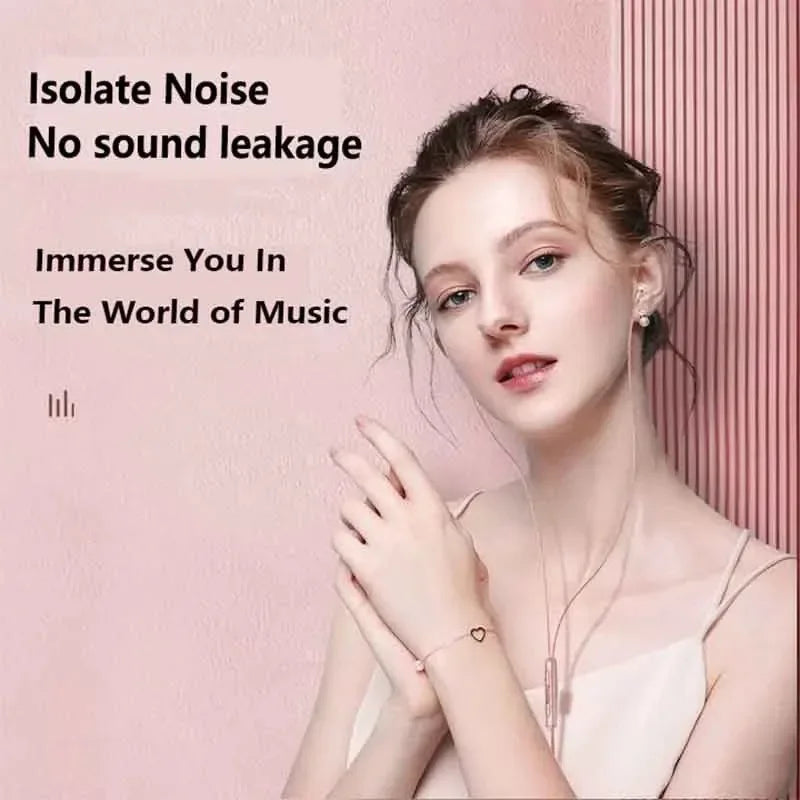 Portable In Ear Music Wired Pink Earphones For Girl Women Gaming Play With Mic Sleep Anti-lost Wired Type C 3.5mm Headphone