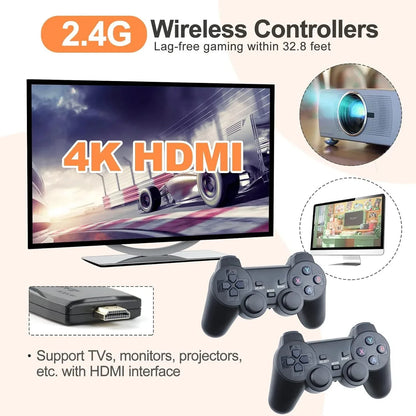 Wireless Retro Game Console, Retro Game Stick 23 Emulators 20,000+ Games 4k Hdmi 4GHz Wireless Controller Video Games for