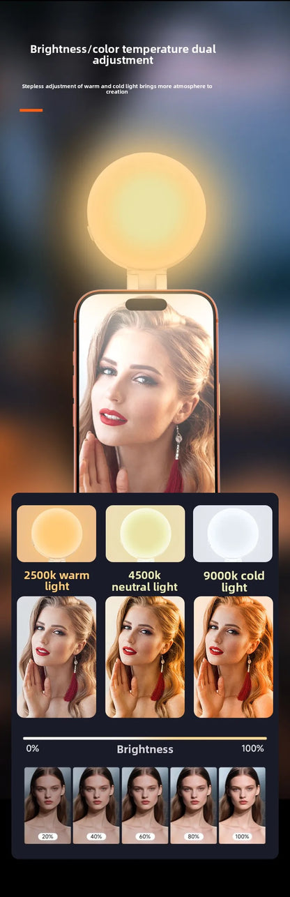 Magsafe Phone LED Ring Light Portable Bi Color Dimmable Selfie Fill Light for Live Stream Vlog Photography