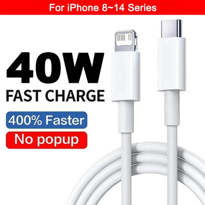 US EU Adapter PD 40W Fast Charger For Apple iPhone 15 13 12 11 14 17 16 Pro Max Type C Charger Charging Cable Phone Accessories