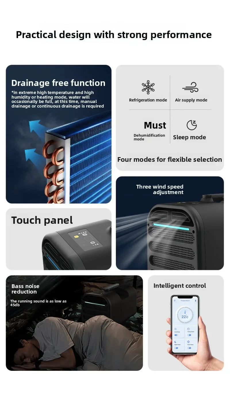Portable Air Conditioner 5200BTU Cooling Compressor Refrigerant Version 110V/220V for Caravan,Camper Accessories
