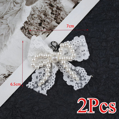 Lace pearl bow Shoe Shoelaces Charms for Sneakers Decorative Shoe Flower Buckle Decorative Shoe Fashion Charm Accessories