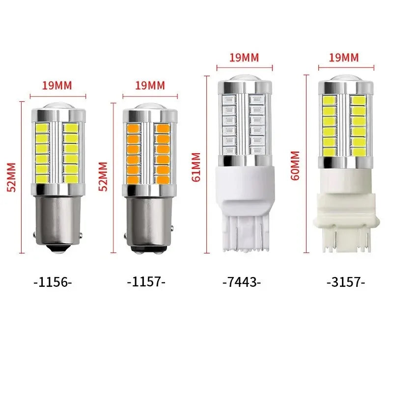 2X 1156 1157 P21/5W BAY15D 7440 7443 3157 33SMD Super Bright Brake Lights Fog Lamp Auto Daytime Running Light Stop Bulbs 12V