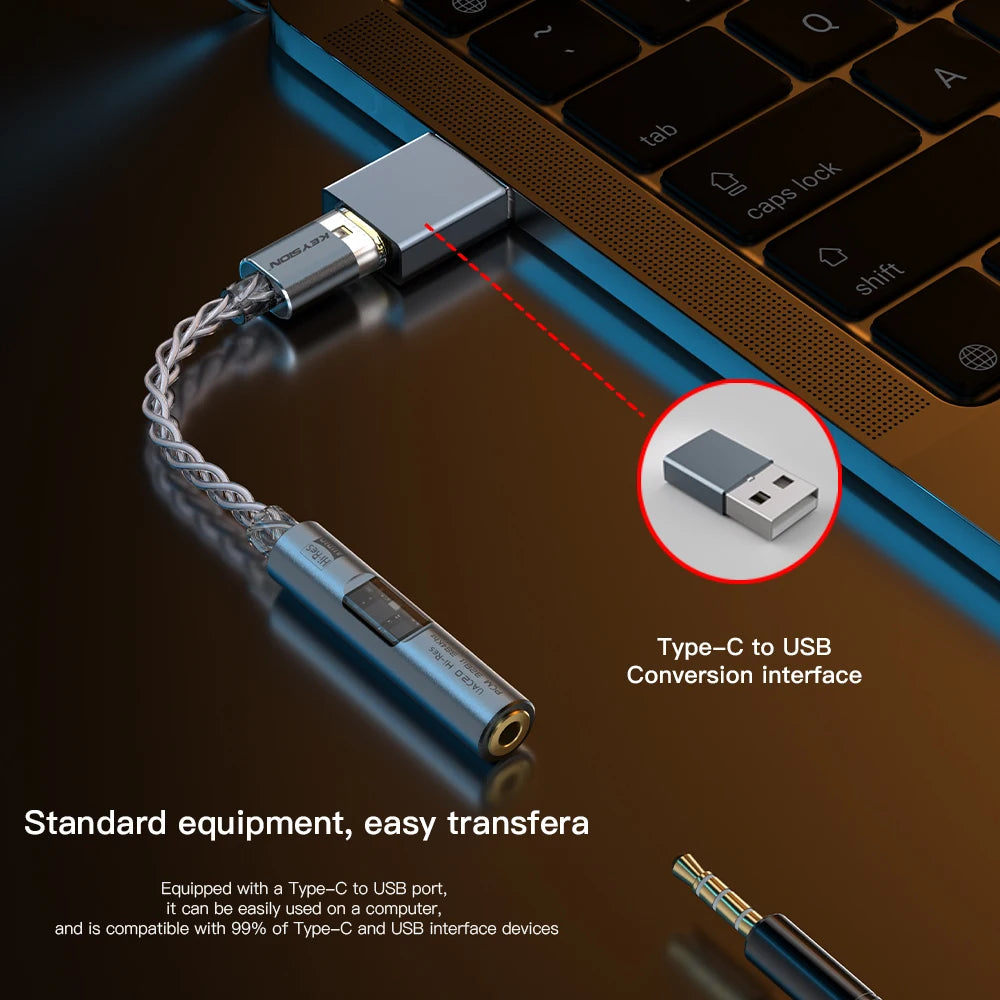 KEYSION Digital Audio Amplifier CX31993 MAX97220 Dual Chip USB C Type-C to 3.5mm DAC HiFi Audio Adapter AMP PCM 32bit 384KHz DAC