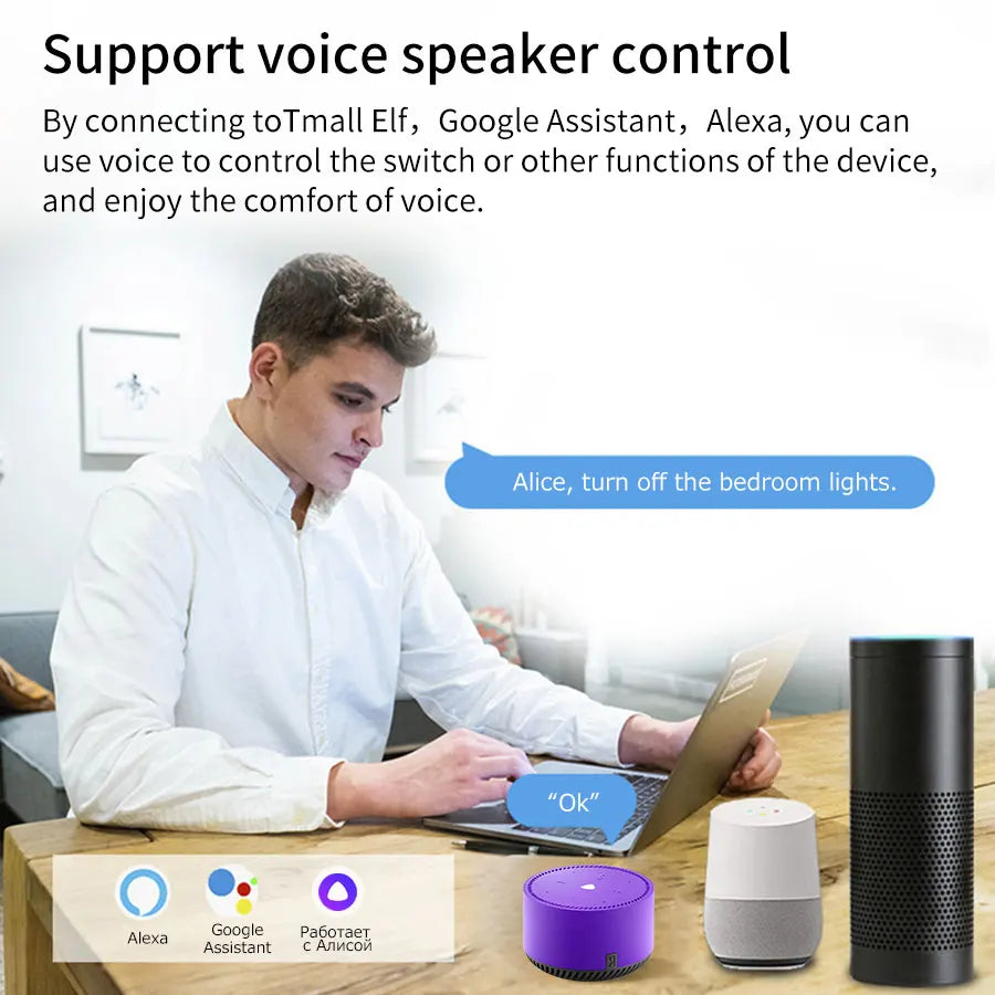 16A Mini Tuya Smart WiFi Switch RF433MHz Home Automation Breaker Voice Control With Alexa Google Home 100-240V 20A 2 Way Control