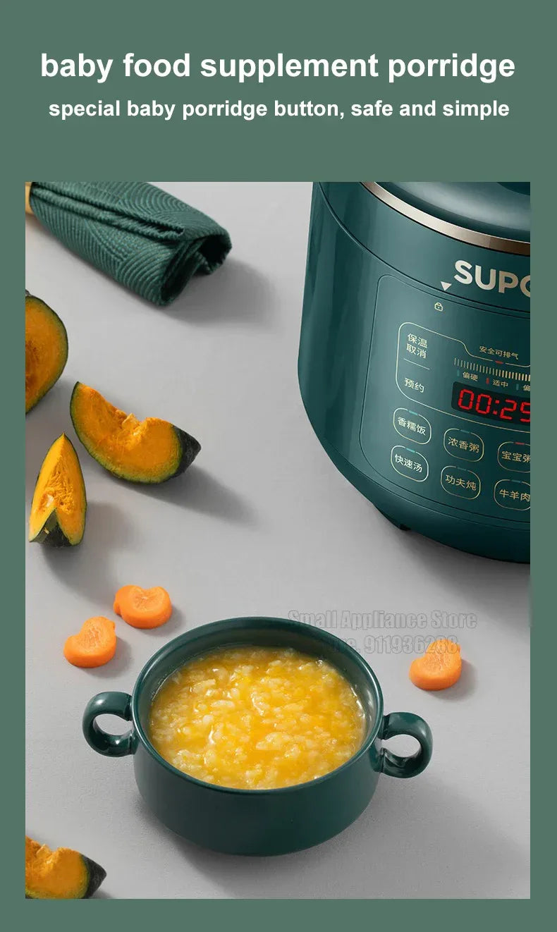 SUPOR 2.3L Electric Pressure Cooker Mini Rice Cooker Small Stainless Steel Electric Cooker High Quality Kitchen Appliances