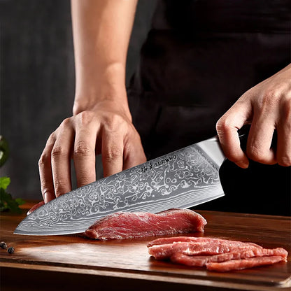 TURWHO 1PC-3PCS Professional Kitchen Knives Set Utility Santoku Chef Knife Japanese 67 Layer Damascus Steel G10 Handles Gift Box
