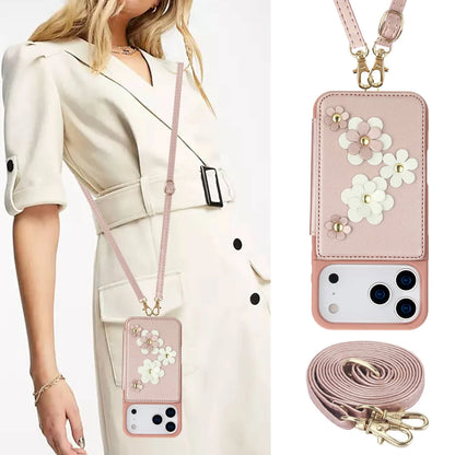 For iPhone 17 Pro Max iPhone Air Case, Wallet with Card Holder, Cute Flower Design Crossbody Purse,Magnetic Kickstand Shockproof