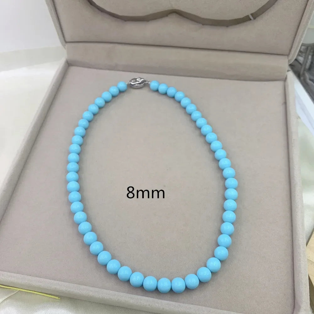 8/10mm Natural Rose Beads Seashell Pearl Necklace Women Charm Clavicular Chain Girls Christmas Gifts Jewelry Making Accessories