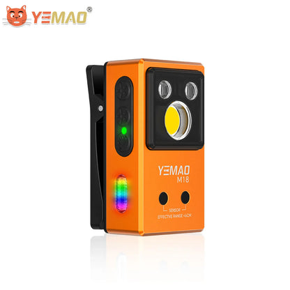 YEMAO M18 270LM Clip Pocket Flashlight 7 Color RGB Built-in 500mAh Battery Rechargeable 6 Light EDC Magnetic Sensor Lamp UVLight