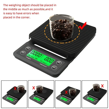 5/3kg LCD Electronic Drip Coffee Scale High Precision Measuring Digital Display Timer Coffee Weight Tools Portable Kitchen Sc