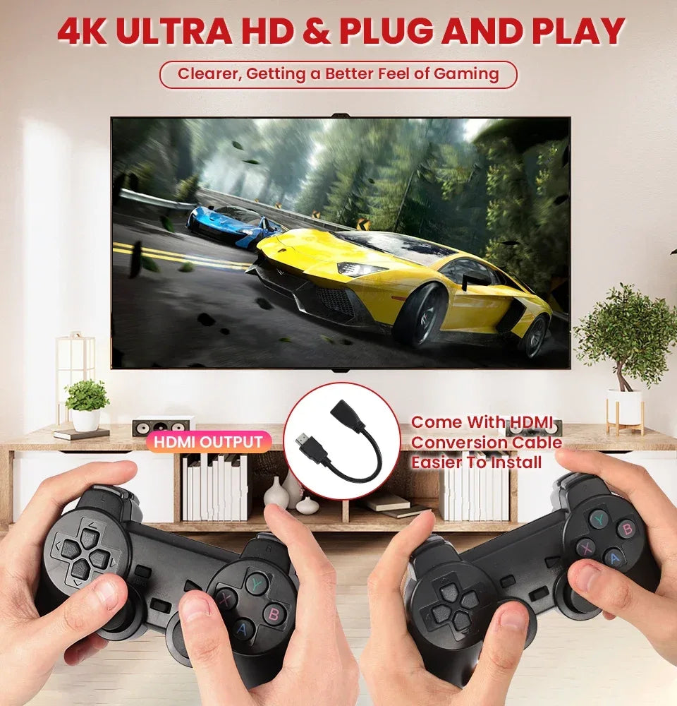 X2 Plus Game Stick 4K HD 2 4G Retro Video Game Console Wireless Controller TV Emulator PS1 N64 DC 256G Games