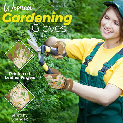 Vilico ladies' gardening gloves, breathable ladies' leather garden garden gloves, the best gift for gardeners