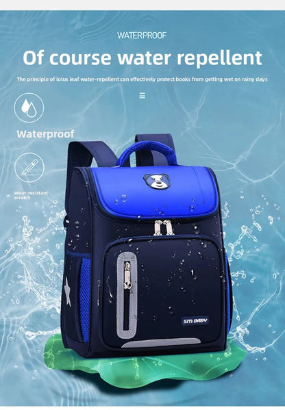 Lightweight Kids Backpack 1 3 6 Grade Spine Protection Reflective Space School Bag for Elementary Students