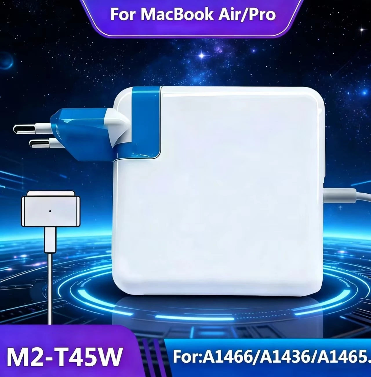 45W Mag2 T Power Adapter – Magsaf*2 T Magnetic Charger for MacBook Air/Pro (A1466)