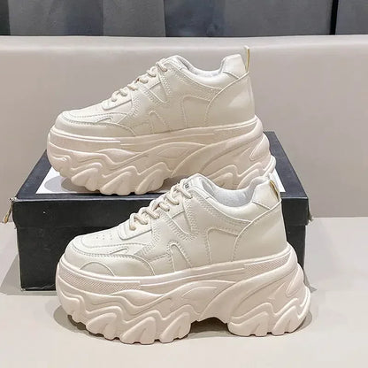 Trendy 2025 New Spring Summer Women's Shoes High Heel Increased Thick Bottom Flats White Casual Shoes Loafers