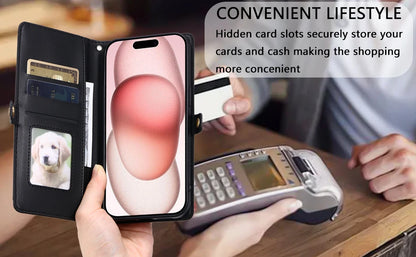 Coque Xiaomi 14 13 12 11 10 - Flip Wallet avec Porte-Carte et Lanière
