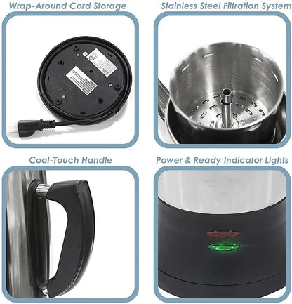 1.8L Electric Coffee Percolator 12 Cup Stainless Steel Coffee Pot with Keep Warm Function Reusable Filter Basket Coffee Maker