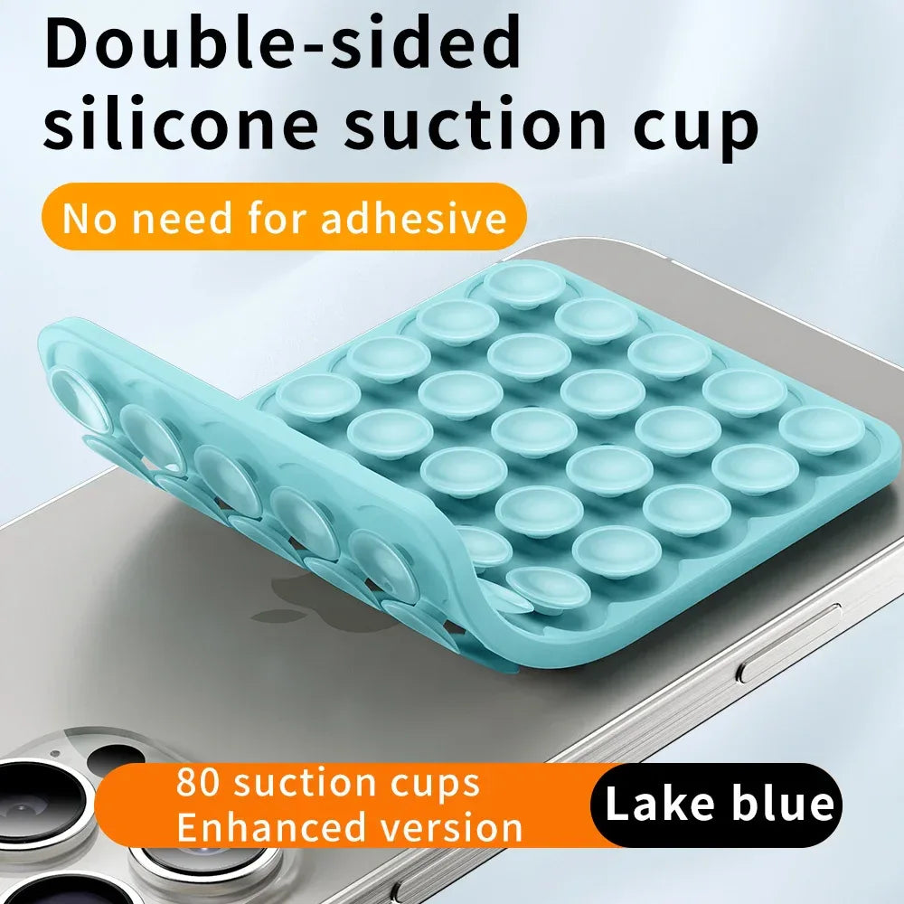 Suction Cup Phone Case Mount Double-Sided,Silicon Sticky Phone Stand for iPhone Android Selfies Hands-Free Strong Grip Holder