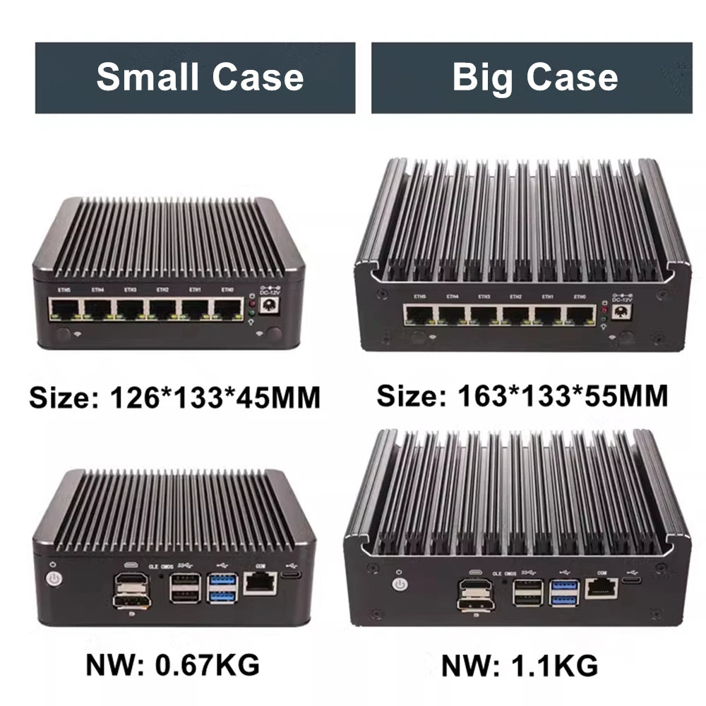 Intel N100 8505 7505 6305 6x i226-V 2.5G Firewall Server Fanless Mini PC DDR4 NVMe 1*COM Type-C pfSense OPNsense Mini Computer