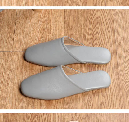 Sheepskin Genuine Leather Slippers Women Non-Slip Waterproof Slides Unsex Indoor Outdoor Home Shoes