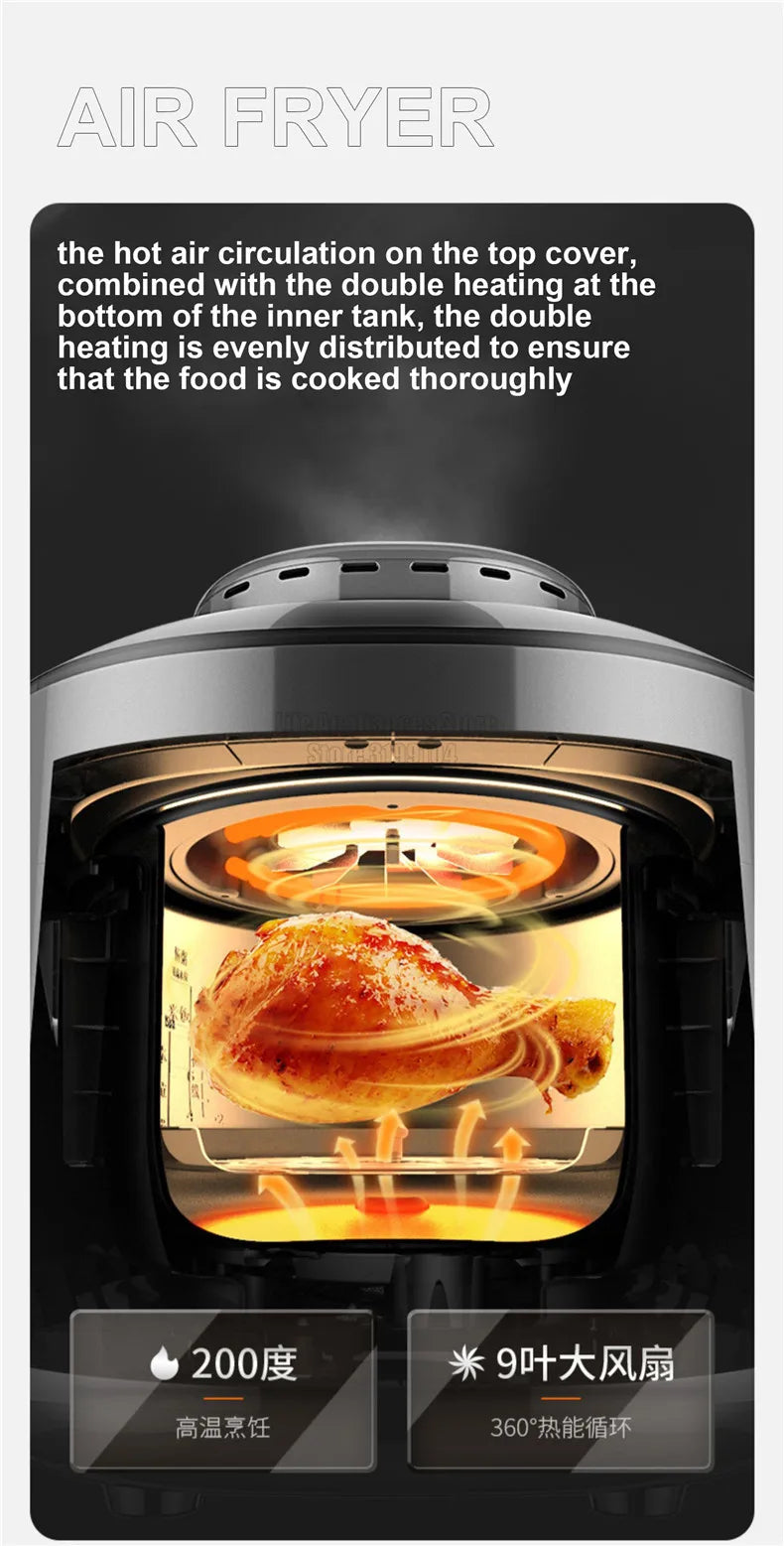 Joyoung B991 Pressure Cooker 70KPa Double Lids 220V Electric Air Fryer Multifunctional 4-In-1 Rice Cooking Pot 24H Appointment