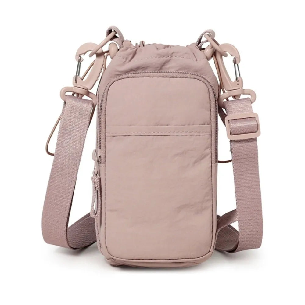 Adjustable Strap Nylon Water Bottle Storage Bag Phone Pocket Nylon Material Portable Water Bottle Bag Protective Cover