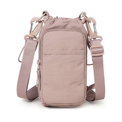 Adjustable Strap Nylon Water Bottle Storage Bag Phone Pocket Nylon Material Portable Water Bottle Bag Protective Cover