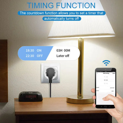 EU 16A/20A Smart Plug WiFi Socket With Power Monitor Timing Function Tuya Smart Life APP Control Works With Alexa Google Home