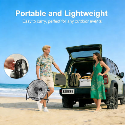 14 Inch Brushless Motor Floor Fan Strong Wind Electric Fan Portable Rechargeable with 15600mAh Battery for Outdoor Camping