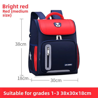 Lightweight Kids Backpack 1 3 6 Grade Spine Protection Reflective Space School Bag for Elementary Students