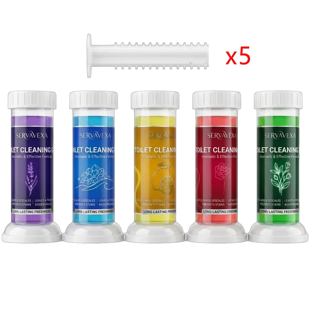SERVAVEXA 5Pcs Toilet Cleaning Gel Stamp Aromatic Deodorizer Flower Bowl Cleaner Automatic Long Lasting Descaling Bathroom Tools