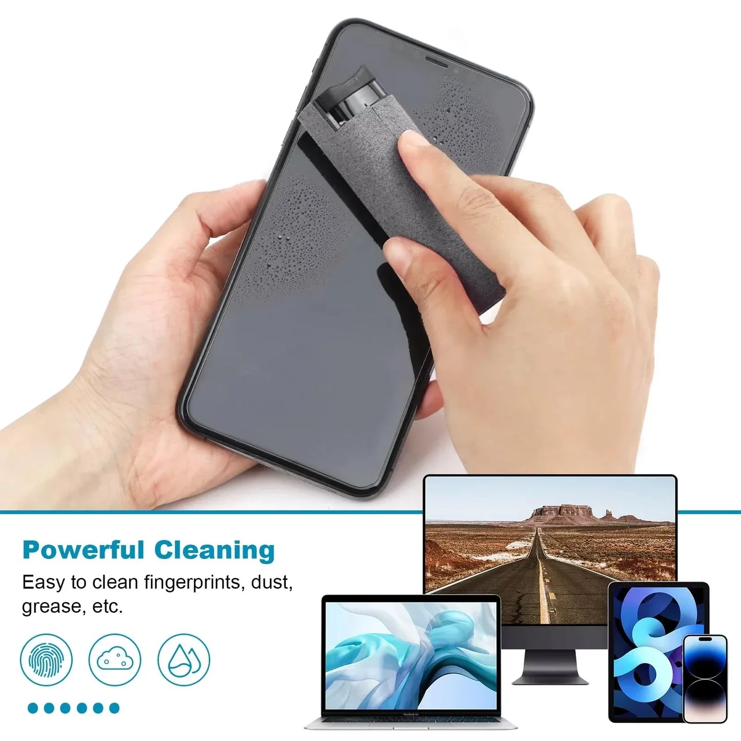 1/2/3pc 2 In 1 Screen Cleaner Spray Portable Tablet Mobile Phone Touch Screen Screen Microfiber Cloth Dust Removal Cleaning Tool