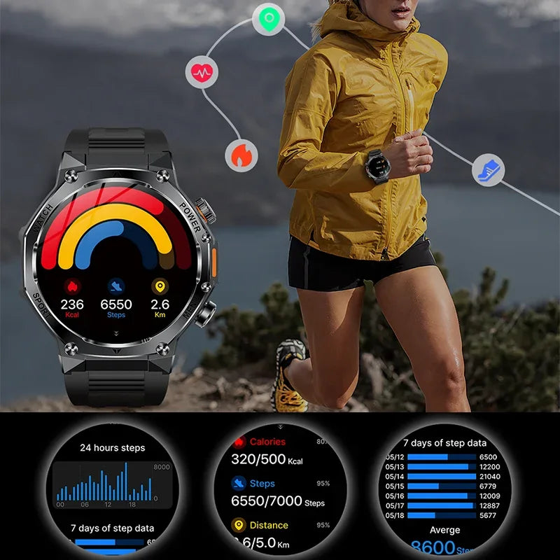 2026 800mAh Super Capacity Battery Adult Men Smart Watch 1.8-inch Large Screen Bluetooth Call IP68 Waterproof SmartWatch Sports