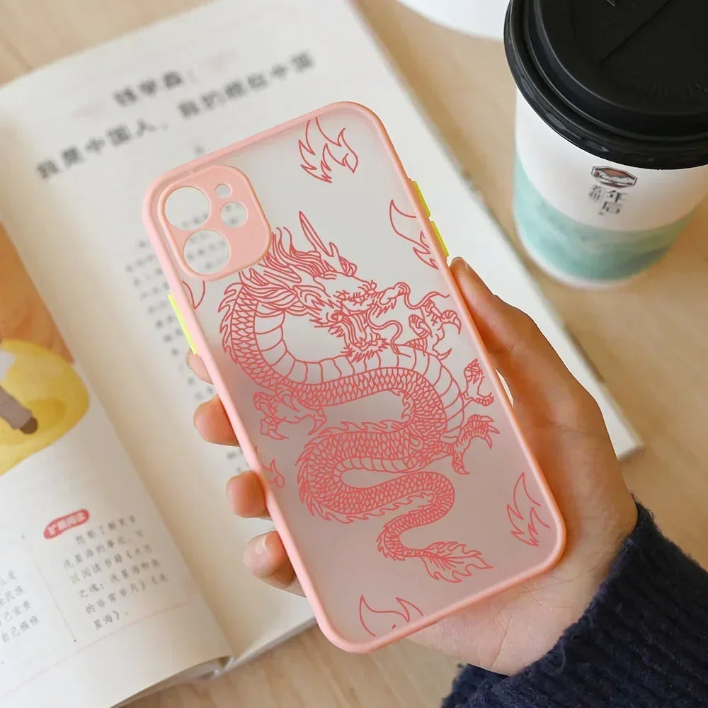 Fashion Purple Dragon Animal Pattern Phone Case For iPhone 16 15 14 13 12 11 Pro Max Mini SE 7 8 Plus Cover Glossy Hard Coque